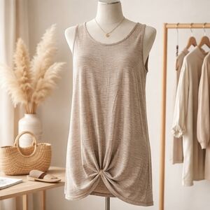 Chic Beige Knot-Front Cover-Up